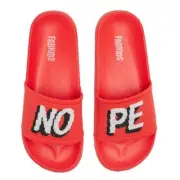 Fabkids Boy's Knit Graphic 'Nope' Slide in Red, Size 13/1