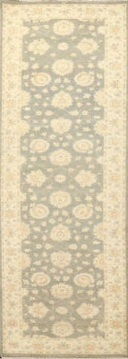 Bohemian Chobi Peshawar Oriental 10 ft. Runner Rug Hand-Knotted Green 3x10 ft