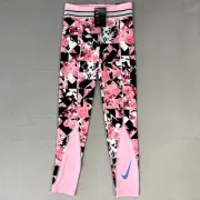 Nike One Big Kids Girls Floral Tight Fit Training Leggings Pink Size Large NEW