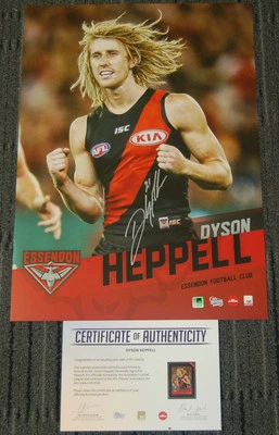 DYSON HEPPELL ESSENDON BOMBERS HAND SIGNED AFL OFFICIAL PRINT MERRETT CADDY