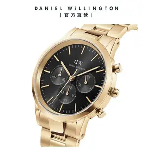 【Daniel Wellington】DW 手錶 Iconic Chronograph 42ｍｍ香檳金三眼精鋼錶黑錶盤(DW00100641)