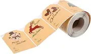 Ipetboom 1 Roll Christmas Stickers Tags Gold Foil Embossed Stickers Cookie Label Decorations Xmas Labels Candy Presents Clear Favor Boxes Khaki Kraft Paper