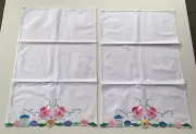 VTG Pair Of 100% Cotton Hand Embroidery White Pillow Cases 20”x 30” Unused China