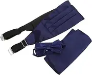 [ROMISBABA] Men's Bow Tie Mens Braided Belts Mens Cummerbund Black Neck Tie for Men Tuxedo Suit for Men Cinchos Para Hombres Red Bow Lifting Belts for Men Men's Handkerchief Blue