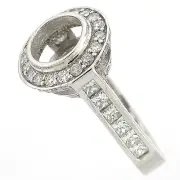 14K Vintage Style Diamond Semi Mount Engagement Ring Setting 1.75 TCW