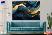 Blue and Gold Abstract Art Wall Canvas Home Decor Australian Made Quality