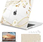 Mektron for 2025-2022 MacBook Air 13.6 inch Case M4 M3 M2，Model A3240 A3113 A2681 with Liquid Retina Display Touch ID，Printed Bright Hard Shell Cover for MacBook Air 13.6"，Waves Florals C351