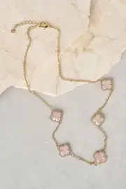 Rose Clover Necklace - Pink