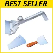 Ergonomic Commercial Griddle Scraper with Splash Guard and Replacement Blades