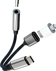 USB C Headphone Charger Adapter(2in1)Type C to 3.5mm Headphone Audio Jack Splitter for Samsung Macbook Charging Cable Accessories Car Stereo AUX Dongle for Apple iphone15 Pro Max Plus for Ipad Pro Air