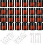24 Pack 2oz Amber Glass Jars with Black Lids, Round Empty Containers for Scrubs,