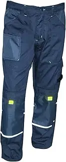[NATURUMA] NATURMA Men's Work Trousers Cargo Long Cordura Reinforced Extra Strong Stitching Many Pockets Lightweight and Breathable Blue, Blue/Grey, 34