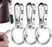 3x Stainless Steel Clasp Clips Hook Alloy Keychain Split Key Ring Durable