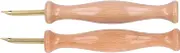Punch Needle Handle Embroidery Needles Kit 2 Sets Tool Wide Bold Wooden Handles Sewing Lumber Tapestry Needles Metal