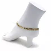6mm CUBAN CURB LINK CHAIN ANKLET ANKLE BRACELET 14K ITALY GOLD PLATED