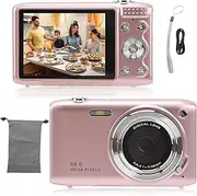 4K Digital Camera for Photo and Video, 58MP HD Compact Point and Shoot Camera with 16X Zoom, 2.88 Inch Screen, Portable Small Digital Camera Pink Video Cameras for Teens Students Boys Girls (Pink)