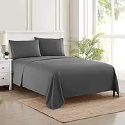 Sweet Home Collection 1500 Thread Count 21" DEEP Pocket Sheet Soft Egyptian Quality Brushed Microfiber Luxury Bedding Set with Flat, Fitted, 2 Pillow Cases, Extra Queen, Gray
