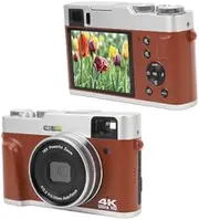 48MP Retro Digital Camera with 2.8in IPS Screen, 4K Vlogging Camera with 16X Optical Zoom, Anti Shake, Auto Focus, Travel Video Camera for Adults Kids (Brown)
