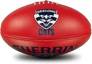 Sherrin Geelong Cats AFL Team Leather Football, Red, Size 5