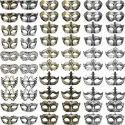 60 Pcs Masquerade Mask Vintage Antique Masks Adults Teens Party Mask Venetian Masks for Party Cosplay Performance Prop, Gold, Silver, Bronze, One size