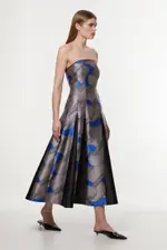 Amelia Graham Tall Printed Tailored Bandeau Prom Dress