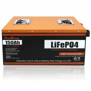 [US Direct] Cloudenergy 24V 150Ah LiFePO4 Battery 3840Wh 2560W Built-in 100A BMS 6000+ cycles 10 Years Service Life with