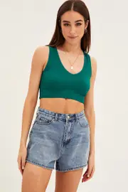 Green Tank Top Sleeveless Seamless - Size S, Women's Tank