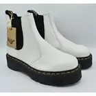 Dr Martens 2976 Womens Size 10 Quad Smooth White Leather Chelsea Platform Boots