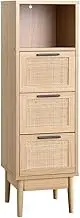 Artiss Chest of Drawers 3 Drawer Rattan Tallboy, Dresser Clothes Storage Cabinet Organizer Lowboy Bedside Table Bedroom Furniture Home Living Room Hallway Entryway