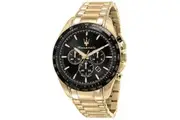 Maserati Traguardo Chronograph Gold Tone Stainless Steel Black Dial Quartz R8873612041 100M Men's Watch