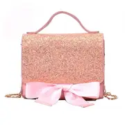 Casual PU Leather Sequin Shoulder Bag Ladies Handbag (Pink)