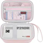 Elonbo Carrying Case for Kodak Mini 2 Retro 4PASS Portable Photo Printer, Digital Instant Print Camera Travel Bag Storage Holder, Mesh Pocket Fits Printing Paper, Cable, Pink
