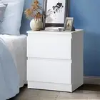 Oikiture Minimalist 2-Drawer White Bedside Table