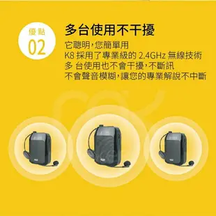 強強滾生活meekee K8 2.4G無線專業教學擴音機 雙無線麥克風組 喇叭 音響 錄音 fm廣播 插記憶卡