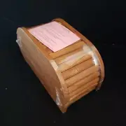 Vintage NOS Wood Roll Top 3.5" Floppy Disk Organizer Storage Box New Old Stock