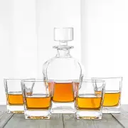Oval Whiskey Decanter Bottle with 4 Whiskey Glasses Set