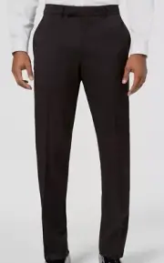 NEW Kenneth Cole Men's Slim-Fit Textured Tuxedo Suit Pants Black Size 45W