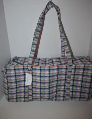 Vera Bradley Gingham Plaid Pattern Large Traveler Duffel Bag