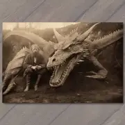 FLATCARD Mysterious Fire Dragon Wings Man Woods Strange Creepy Unusual