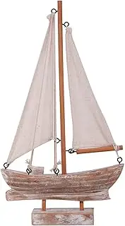 K KILIPES Wooden Sailboat Model Beach Nautical Home Decor, Coastal Decor Vintage Small Boat Ship for Tabletop Shelf Bathroom Decoration Ornament Gift