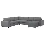 VIMLE crnr sofa-bed, 5-seat w chaise lng, with wide armrests/Lejde grey/black