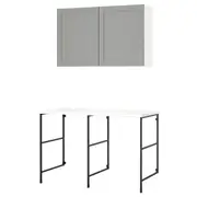 ENHET storage combination, anthracite/grey frame, 139x63.5x90.5 cm