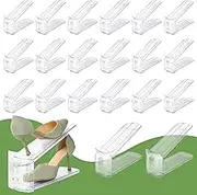 DEEKNAKA Shoe Slots Organizer, Clear Shoe Stacker for Closet Adjustable Shoe Rack Storage Space Saver,Shoes Display Shelf Shoe Holder for Organization,20 Pack