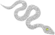 PERSELOSO Silver Rhinestones Snake Patch Handmade Beaded Crystal Applique for Clothes Bags Pants Hats Durable Sew Embroidery Patches for DIY Projects