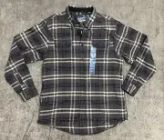 Woolrich Brawny Flannel Shirt Jacket Shacket Gray Plaid Button Up Heavy Men’s L