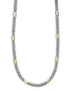 Lagos Sterling Silver & 18K Yellow Gold High Bar Station Necklace, 18