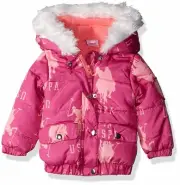 NEW U.S. Polo Assn. Baby Girls' Pearlized Cire Hooded Jacket 24 Month