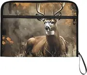YMXFXP Expandable Filing Folder Deer Autumn Oil Painting, 13-Pocket Funny Cute Design with Sticky Labels, A4 Letter Size Document Organizer for Office, School, Boys, Girls