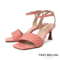 在飛比找Yahoo奇摩購物中心優惠-Tino Bellini 巴西進口編織牛皮繞踝高跟涼鞋-粉