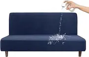 CZL100% Water Repellent Futon Cover, Leakproof Armless Sofa Slipcovers, Jacquard Stretch Couch Covers, Washable Couch Furniture Protector with Elastic Bottom for Kids, Pets, Dog and Cat